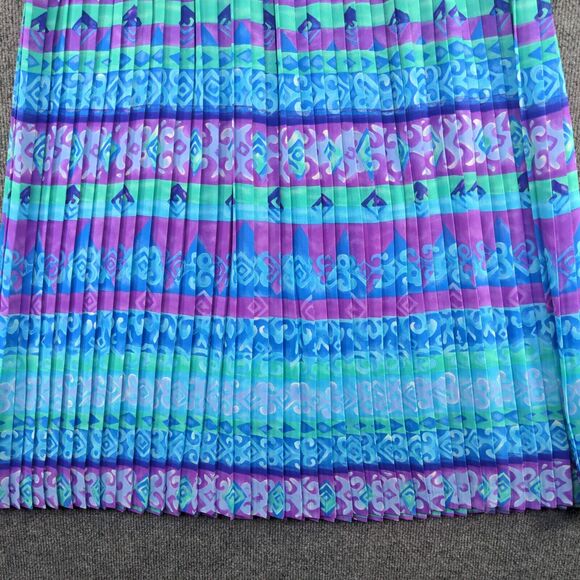 I.B Diffusion Women's A-Line Midi Skirt 14 Blue Purple Pleated Pull On Polyester - Picture 5 of 11